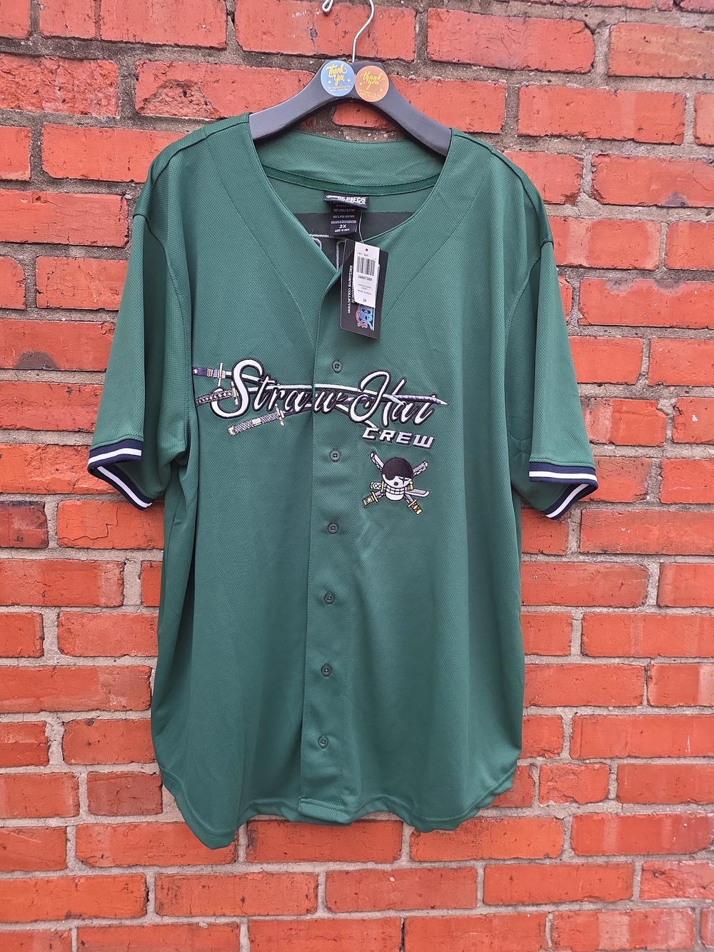 One Piece Straw Hat Crew Roronoa Zoro Baseball Jersey 2X NWT (RS)